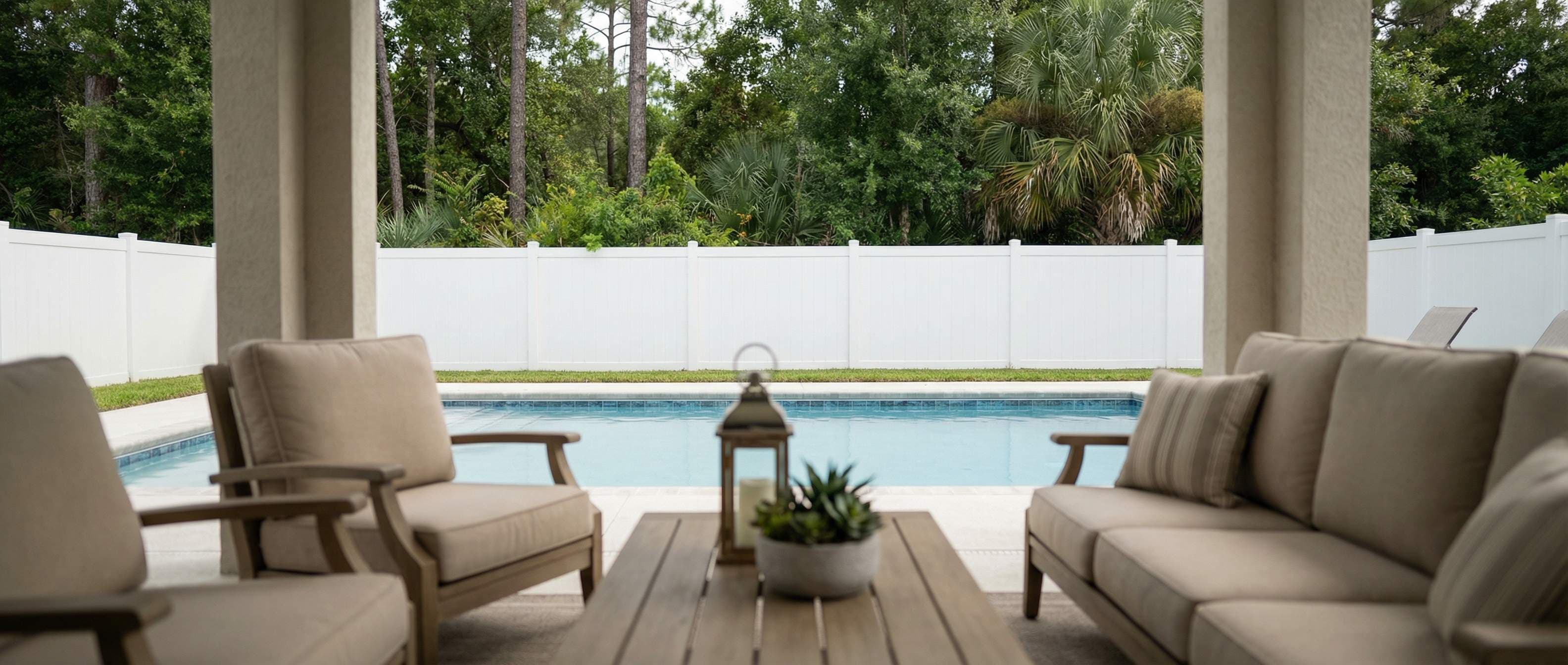 white vinyl privacy fence installation in Bradenton, FL